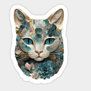 Mineral Jewel Kintsugi Cat Kitty Face Sticker